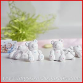 GESSETTI ORSETTI ROSA CELESTI COLORATI BIMBO BIMBA BOMBONIERE NASCITA BATTESIMO OFFERTA