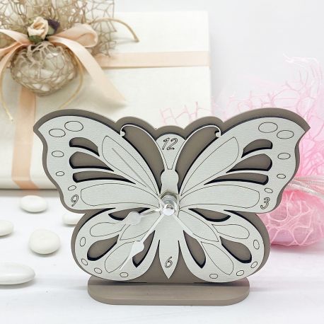 BOMBONIERA VERSATILE: OROLOGIO DA TAVOLO A FORMA DI FARFALLA PER OGNI OCCASIONE