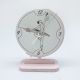 BOMBONIERA ECONOMICA COMUNIONE O CRESIMA -OROLOGIO DA TAVOLO FORMA ROTONDA BIANCO E ROSA CON BALLERINA