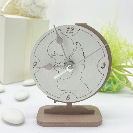 TEMPO DI PREGHIERA: L'OROLOGIO DA TAVOLO CON ANGIOLETTO CHE PREGA -BOMBONIERA BATTESIMO, COMUNIONE O CRESIMA.