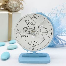 BOMBONIERA BATTESIMO-COMUNIONE O CRESIMA CON PICCOLO PRINCIPE: OROLOGIO DA TAVOLO