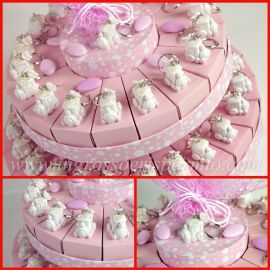BOMBONIERE TRENINO TORTA PORTACHIAVI ROSA PER PENSIERINI NASCITA BATTESIMO BATTESIMO 2017