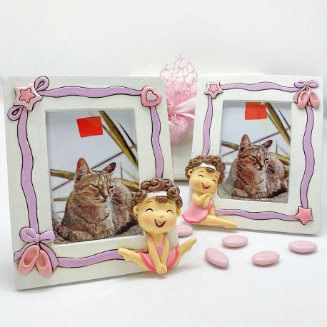 ELEGANTE BOMBONIERA COMUNIONE CON CORNICE PORTA FOTO GINNASTA BALLERINA