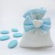 BOMBONIERA NASCITA SACCHETTINI PORTA CONFETTI JUTA - DETTAGLI DI DELICATEZZA CON FIOCCHETTO E CUORICINO