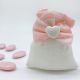 BOMBONIERA NASCITA SACCHETTINI PORTA CONFETTI JUTA - DETTAGLI DI DELICATEZZA CON FIOCCHETTO E CUORICINO
