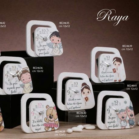 BOMBONIERA OROLOGIO IN POLVERE DI MARMO CON FRASI : UN REGALO SIGNIFICATIVO PER BATTESIMO, COMUNIONE O MATRIMONIO.