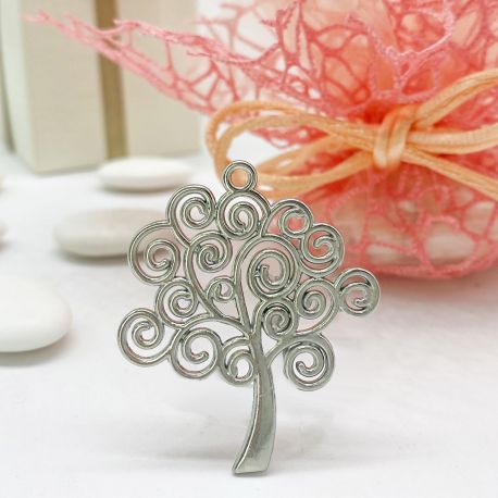 CIONDOLO ALBERO DELLA VITA ARGENTATO -GADGET DI FINE FESTA