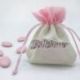 BATTESIMO BAG: SACCHETTO BEIGE E ROSA PORTA CONFETTI PER BAMBINA