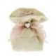 WEDDING BAGS SACCHETTINO PORTA CONFETTI IN TESSUTO, CON CHIUSURA FIORE ROSA ANTICO