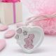 APPLICAZIONE CUORE IN GESSO E ORSETTO ROSA ,DECORAZIONE TAG DI RINGRAZIAMENTO FESTA BAMBINA