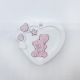 APPLICAZIONE CUORE IN GESSO E ORSETTO ROSA ,DECORAZIONE TAG DI RINGRAZIAMENTO FESTA BAMBINA