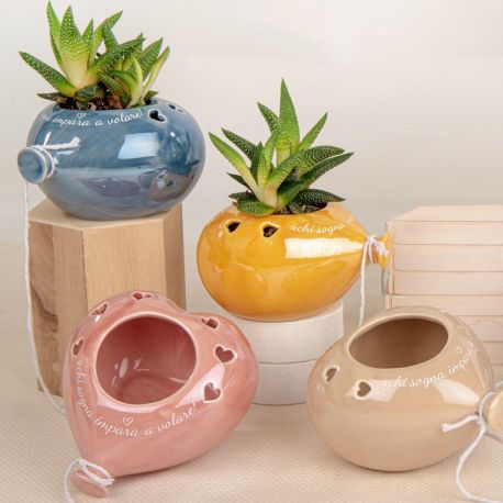 VASO PORTA PIANTE A CUORE: BALLOON COLORATI E FRASI MOTIVAZIONALI