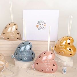 PROFUMATORE CON LED A BALLOON IN CERAMICA CON FRASI, COLORI ASSORTITI