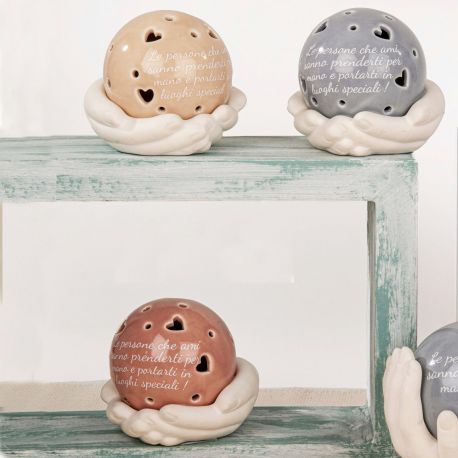 SFERA LED CON MANI E FRASE SPECIALE BOMBONIERE ORIGINALI NOZZE