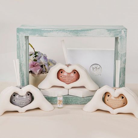 PROFUMATORE AMBIENTE LED CON MANI A CUORE BOMBONIERE ORIGINALI MATRIMONIO