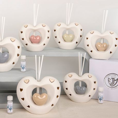 LAMPADA LED CON PROFUMATORE AMBIENTE A CUORE MODERNO BOMBONIERE MATRIMONIO
