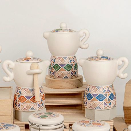 ZUCCHERIERA MOKA FANTASIA MAIOLICA, BOMBONIERE UTILI MATRIMONIO