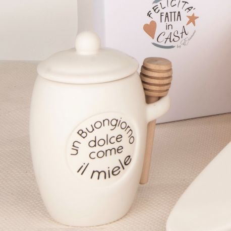 BARATTOLO CON SPARGIMIELE E FRASE "UN BUONGIORNO DOLCE COME IL MIELE"