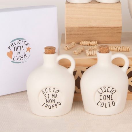 SET OLIO E ACETO CON TAPPO IN SUGHERO: REGALA BOMBONIERE ORIGINALI!