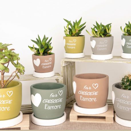 VASO IN TERRACOTTA PORTA PIANTE "FAR CRESCERE L'AMORE"