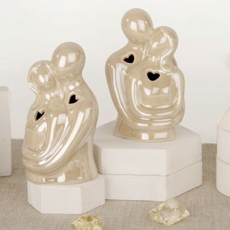 LAMPADA LED IN PORCELLANA A FORMA DI COPPIA INNAMORATI BOMBONIERE NOZZE