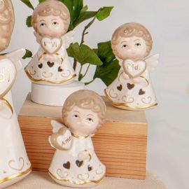 BOMBONIERA BAT. ANGELO PORCELLANA CON LED E CUORI TRAFORATI