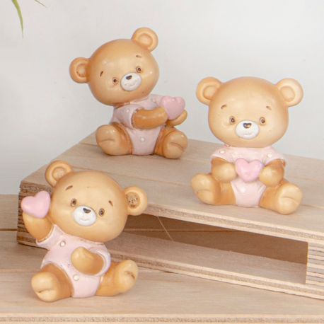 STATUINA BUBY ORSETTO CUORI ROSA BAMBINA