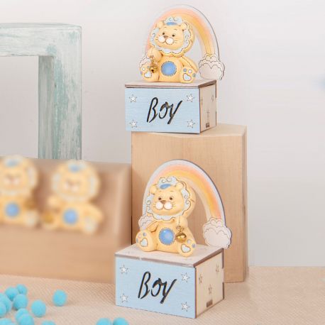 SCATOLINA PORTA CONFETTI BOY LINEA LION, PER BATTESIMO E FESTE!