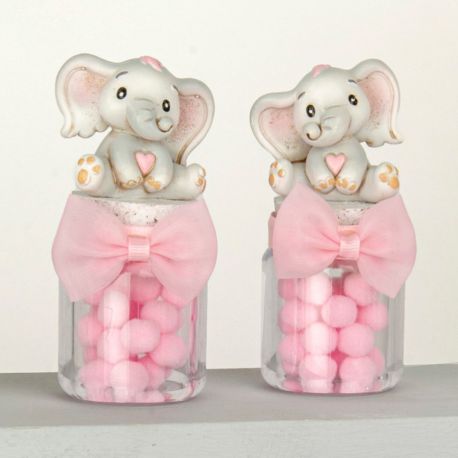 BARATTOLINO LINEA NEVE PORTA CONFETTI ELEFANTINO ROSA