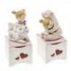 SCATOLINE PORTA CONFETTI TRAFORATE CON CUORICINI E STATUINA TENERE BAMBINE ASSORTITE