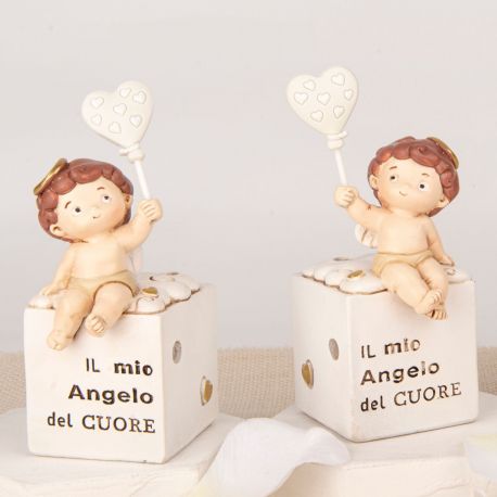 BOMBONIERA BATTESIMO LUCE LED ANGIOLETTO CON PALLONCINO CUORICINO