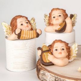 STATUINA ANGELO MUSICALE: BOMBONIERA BATTESIMO