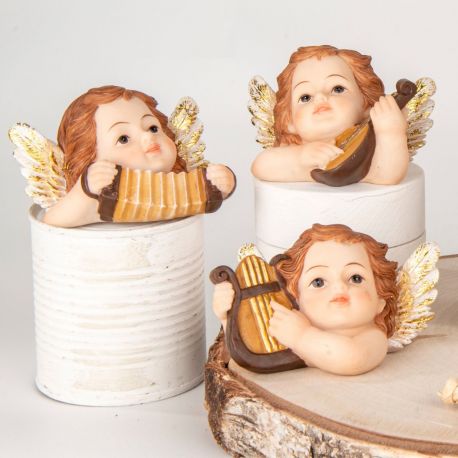STATUINA ANGELO MUSICALE: BOMBONIERA BATTESIMO