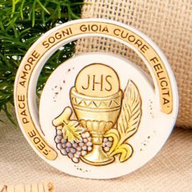 BOMBONIERA SACRA SIMBOLI PRIMA COMUNIONE CALICE E OSTIA