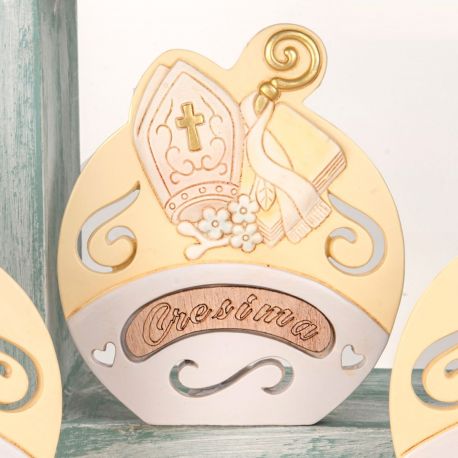 ICONA SANTA CRESIMA CON SIMBOLI SACRI SACRAMENTO