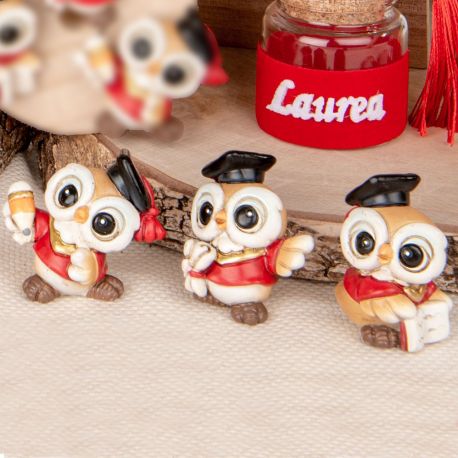 STATUINA GUFO PORTAFORTUNA LAUREA