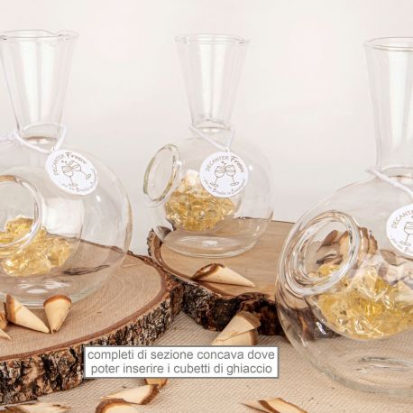 DECANTER IN VETRO CON PORTAGHIACCIO BOMBONIERE UTILI MATRIMONIO