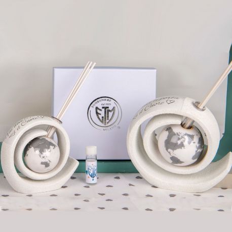 BOMBONIERA UTILE DIFFUSORE MAPPAMANDO CON SCRITTA"VA DOVE TI PORTA IL CUORE"