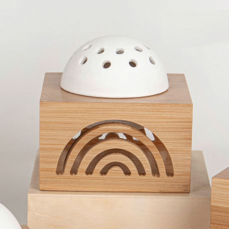 LAMPADA LED IN PORCELLANA E LEGNO PER PRIMA COMUNIONE