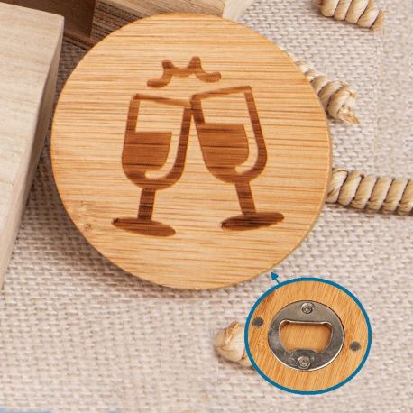 APRIBOTTIGLIE MAGNETICO CON CALICI CHE BRINDANO, BOMBONIERE UTILI