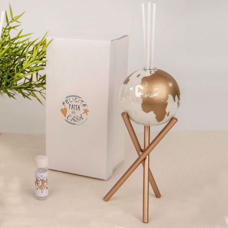 DIFFUSORE ESSENZA GLOBO BIANCO SU PIEDISTALLO BOMBONIERE MATRIMONIO