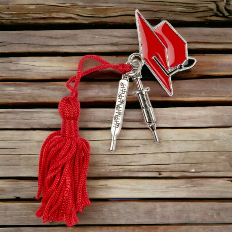 BOMBONIERA DI LAUREA MEDICINA: CIONDOLO CON SIRINGA E TERMOMETRO