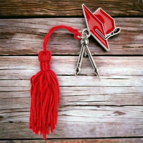 BOMBONIERA CIONDOLO CON COMPASSO NAPPINA E TOCCO ROSSO LAUREA ARCHITETTURA E INGEGNERIA