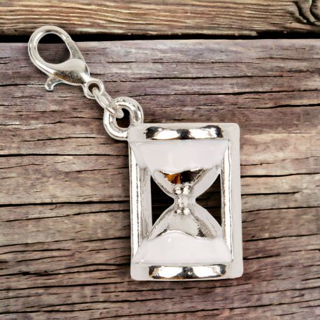 CIONDOLO CLESSIDRA BIANCA E ARGENTO