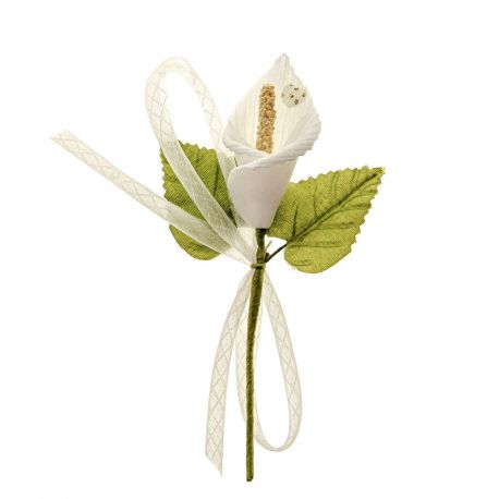 CALLA BIANCA CM 12 CON STELOE FIOCCHETTO IN ORGANZA PER BOMBONIERE