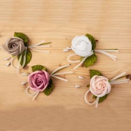 FIORE DECORATIVO BIANCO, PESCO, ROSE' E TORTORA, FAI DA TE BOMBONIERE