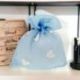 SACCHETTINI PORTACONFETTI CELESTI CON CUORICINI GLITTER CONFETTATA BIMBO