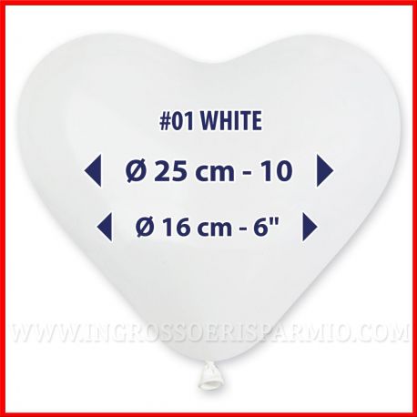 PALLONCINI A FORMA DI CUORE BIANCHI WHITE GRANDI PICCOLI ECONOMICI QUALITA ELIO ARIA PARTY NOZZE LOVE WEDDING