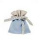 SACCHETTI PORTA CONFETTI CELESTE & BEIGE CON NASTRINO CON CUORI AZZURRI