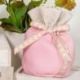 SACCHETTO TONDO PER CONFETTI ROSA E BEIGE CONFETTATA BIMBA